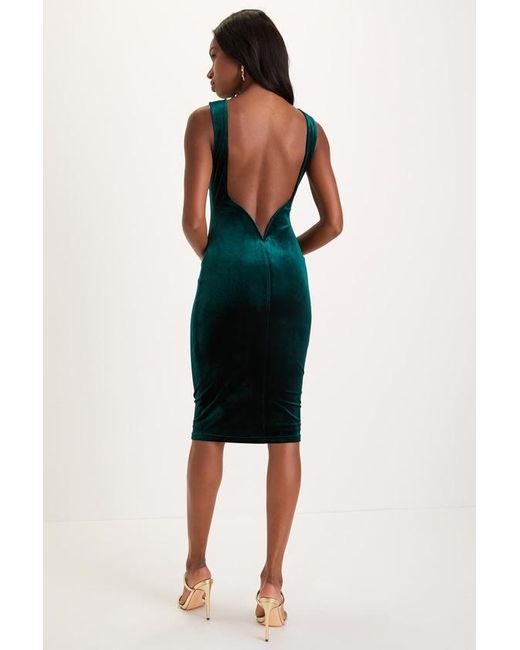 Lulus So Stunning Velvet Backless Midi Dress in Blue | Lyst UK