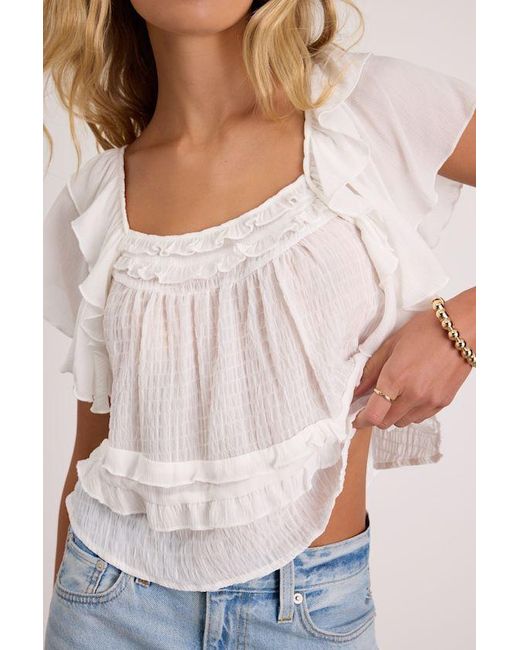 Lulus White Definitely Angelic Ruffled Short Sleeve Top