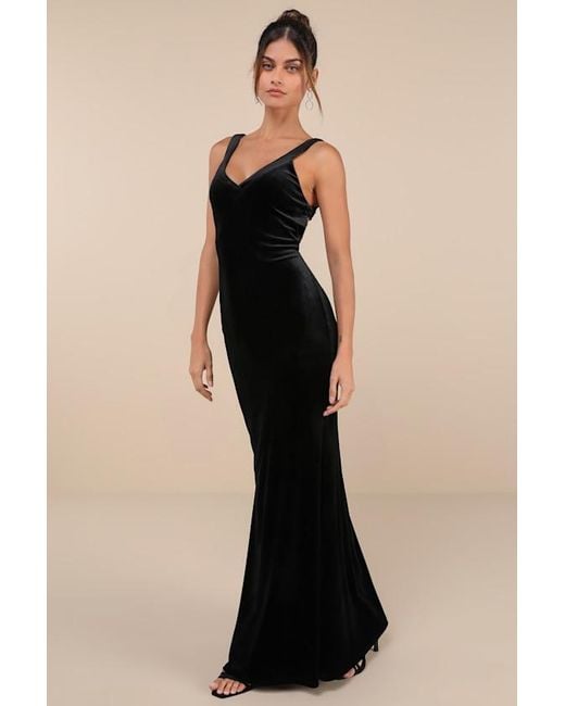 Lulus Black Perfectly Classy Velvet Strappy Maxi Dress