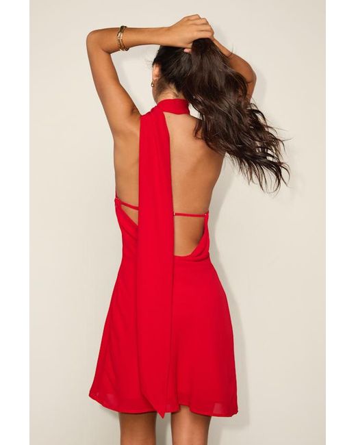 Lulus Red Isloda One-Shoulder Backless Sash Mini Dress