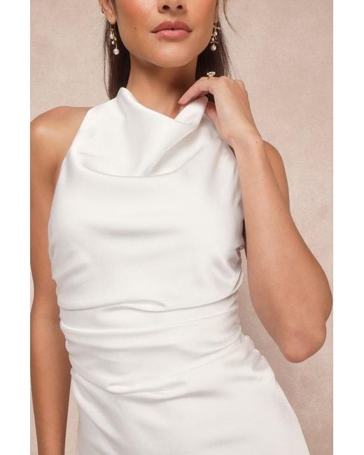Lulus White Effortlessly Sensational Satin Backless Maxi Dress
