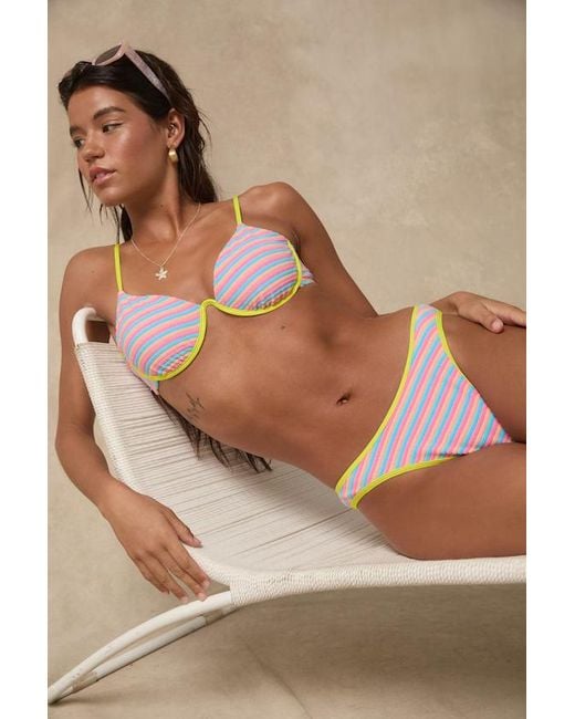 Lulus Brown Chiloe Multi Striped Underwire Bikini Top