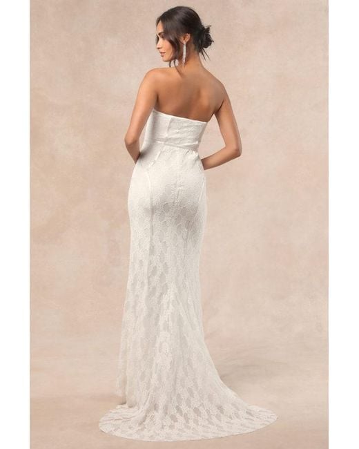 Lulus Natural Imani Lace Bustier Mermaid Maxi Dress