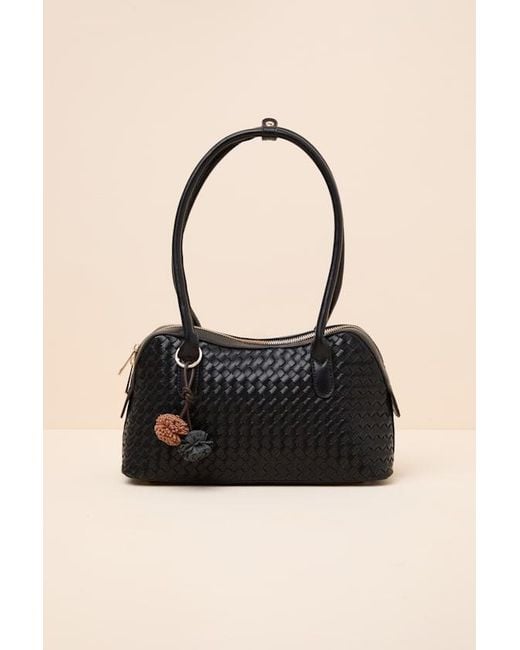 Lulus Black Suri Woven Shoulder Bag