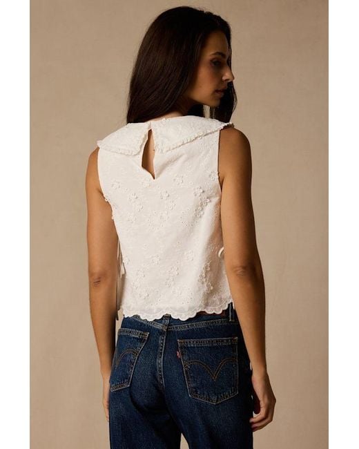 Lulus Blue Shani Embroidered Collared Tank Top