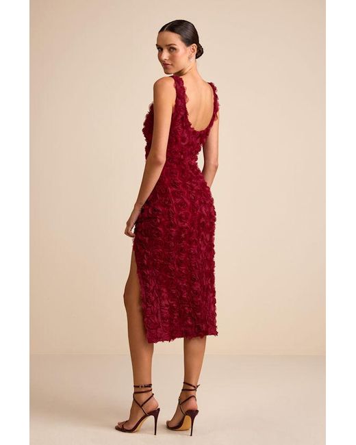 Lulus Red Aniston Rosette Sleeveless Midi Dress