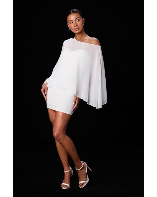 Lulus Black Maverly Ponte Knit Cape Sleeve Mini Dress