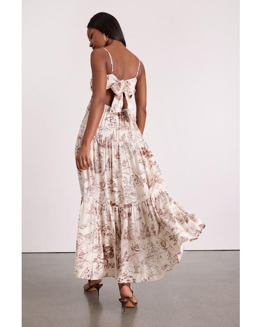 Lulus Pink Molana Cream Botanical Print Tiered Maxi Dress