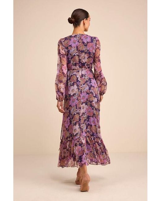 Lulus Pink Feeling Sweet Floral Print Long Sleeve Wrap Maxi Dress