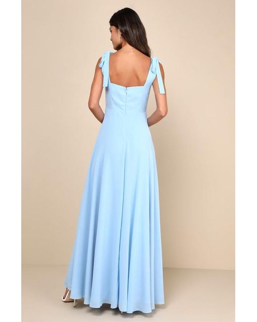 Lulus Blue Love Me Forever Square Neck Maxi Dress