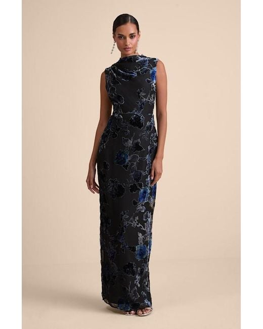 Lulus Natural Composed Glamour And Floral Burnout Velvet Maxi Dress