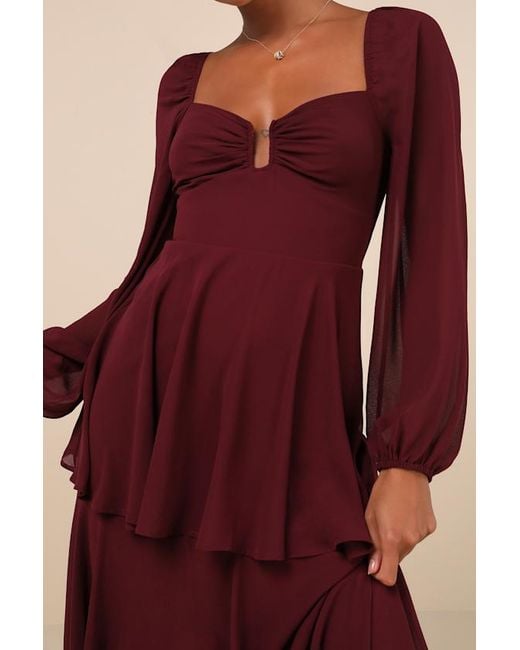 Lulus Tier To Enchant Long Sleeve Tiered Maxi Dress