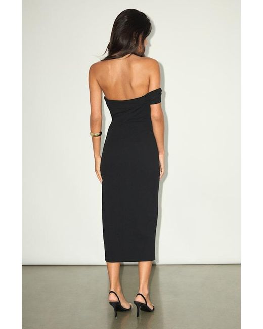 Lulus Black Twist And Make Up One-Shoulder Bodycon Midi Dress