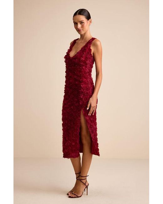 Lulus Red Aniston Rosette Sleeveless Midi Dress