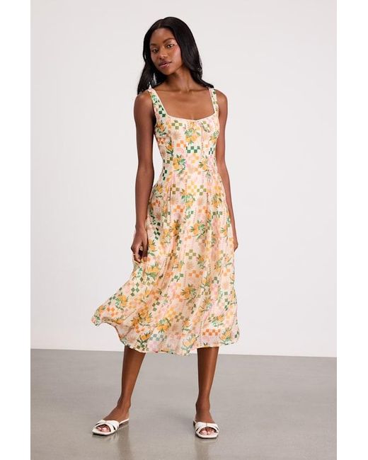 Lush Multicolor Anisa Print Sleeveless Midi Dress