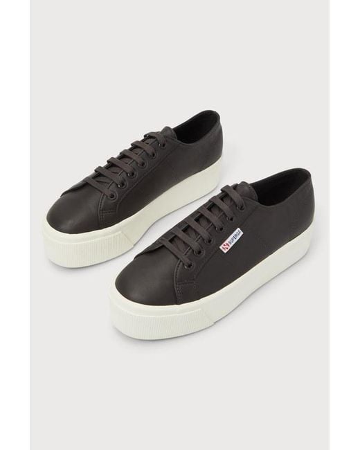 superga black leather platform sneakers
