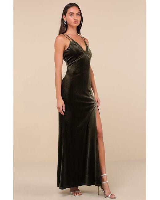 Lulus Natural Immensely Glam Velvet Backless Maxi Dress