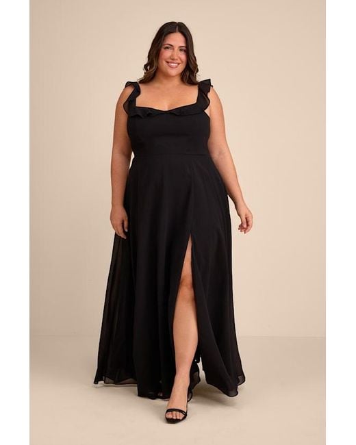 Lulus Black Dreamy Admiration Ruffled Maxi Dress