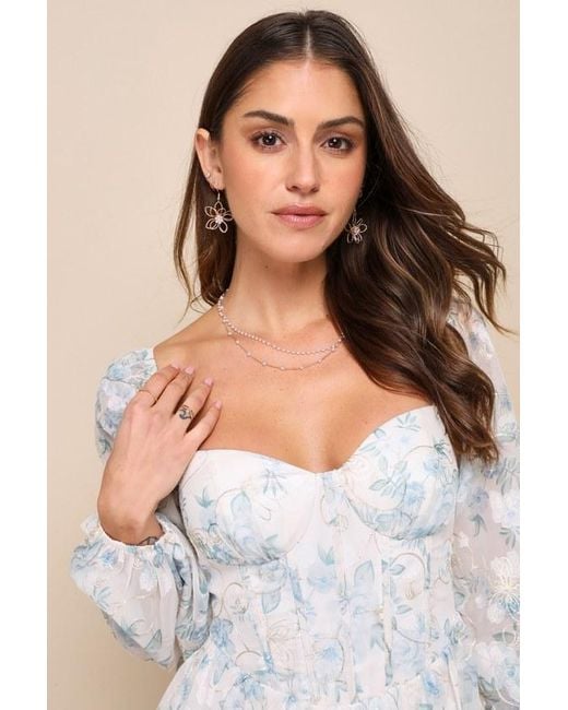 Lulus White Decadent Charisma Floral Embroidered Bustier Mini Dress