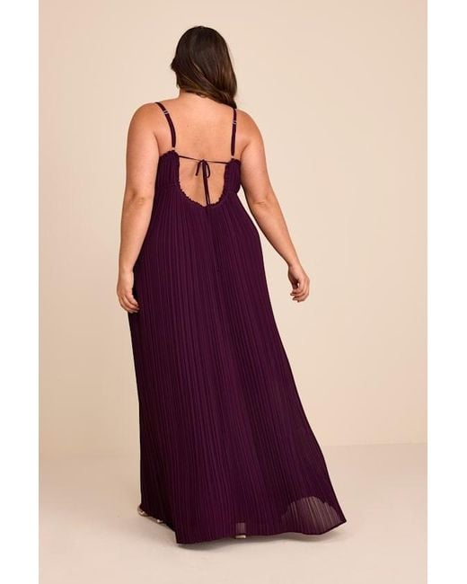 Lulus Purple Delina Plum Plisse Chiffon Tie-Back Maxi Dress
