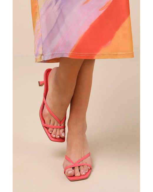 Lulus Pink Jayson Kitten Heel Strappy Thong Sandals