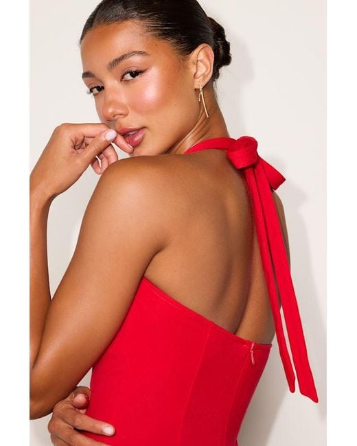 Lulus Red Cecilia Ponte Knit Halter Mini Dress