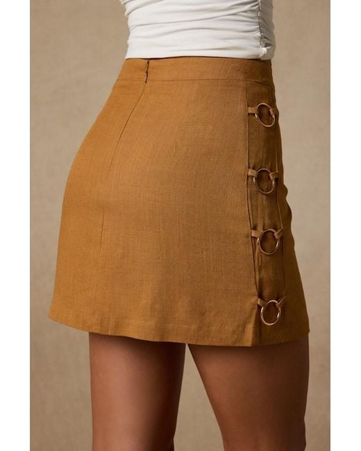 Lulus Brown Fedra Ring High-Rise Mini Skirt