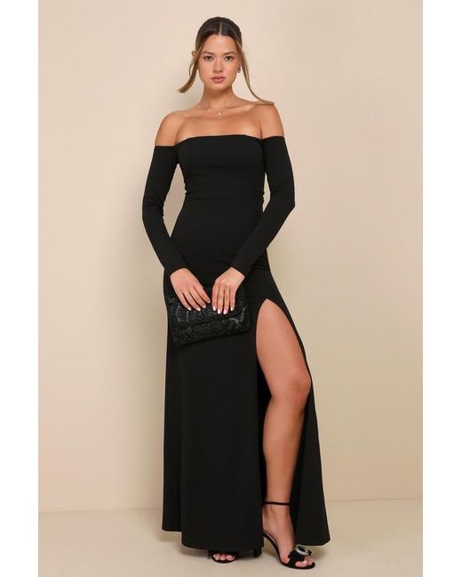 Lulus Black Alluring Sophistication Off-The-Shoulder Maxi Dress