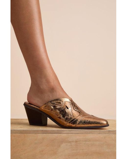 Lulus Brown Armina Bronze Western Mule Pumps
