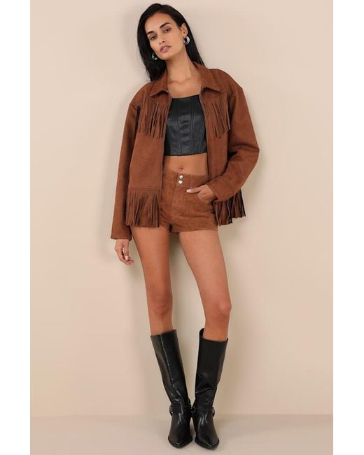 Blank NYC Brown Fortune Cookie Suede Shorts
