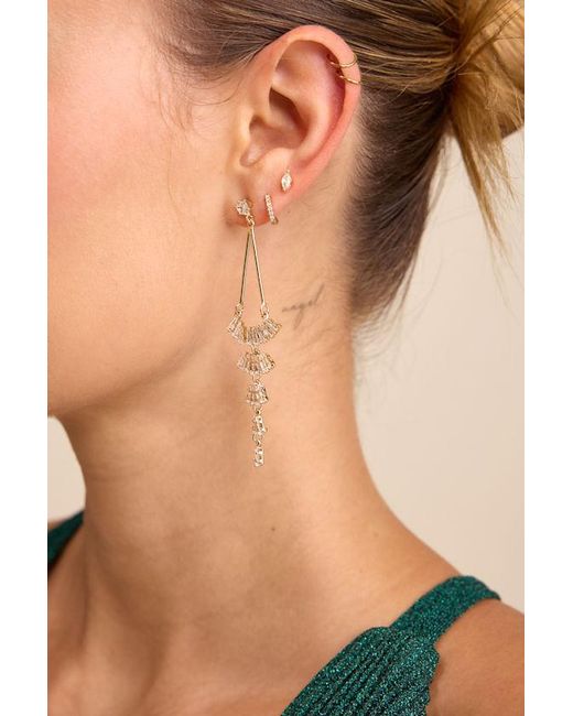 Lulus Metallic Chamberline Rhinestone Drop Earrings