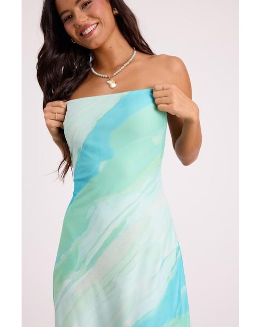 Lulus Green Jaylah Mint Multi Mesh Strapless Midi Dress