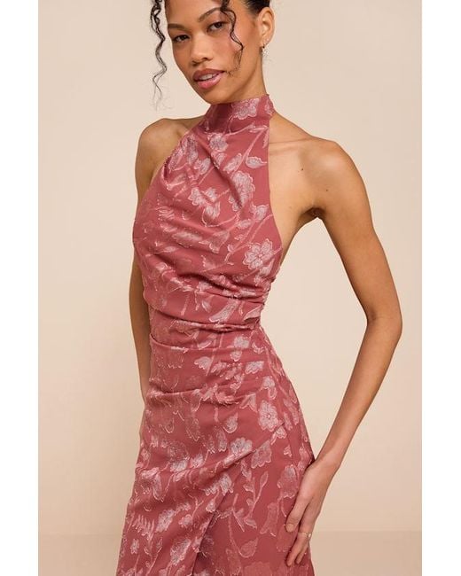Lulus Pink Felicia Rusty Rose Floral Burnout Column Maxi Dress