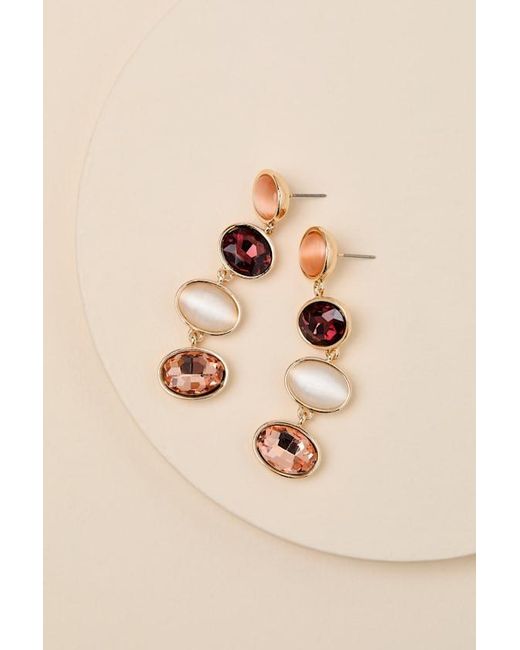 Lulus Brown Arianda Multi Rhinestone Drop Earrings