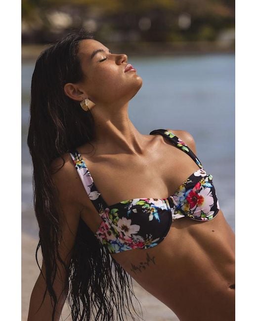 Lulus Gray Lorne Multi Floral Underwire Bikini Top