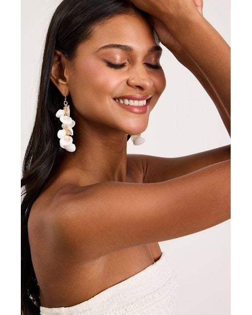 Lulus Black Montara Seashell Drop Earrings
