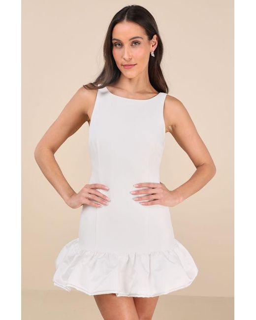 Lulus Natural Superb Aura Ruffled Drop Waist Mini Dress
