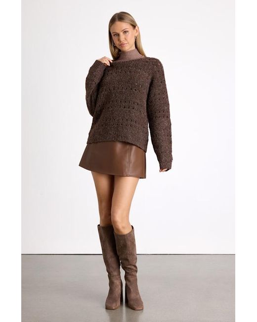 Lulus Brown Mariner Marled Pierced Crew Neck Pullover Sweater