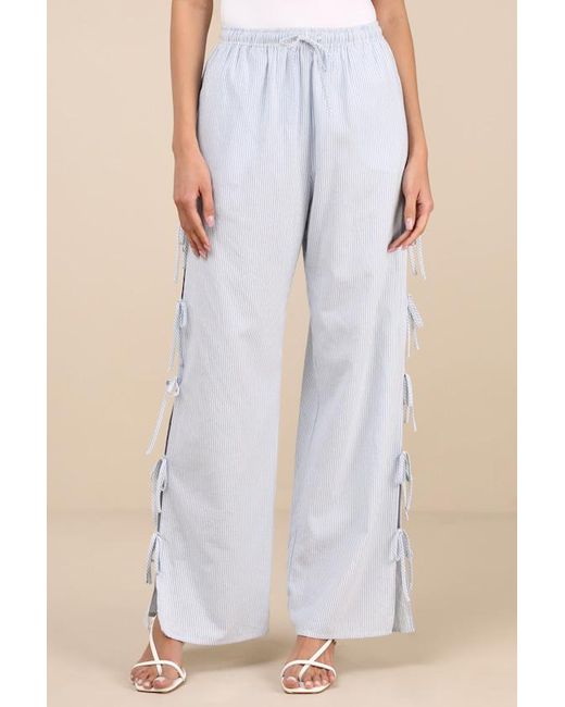 Lulus Natural Palila Striped Side-Tie Pants
