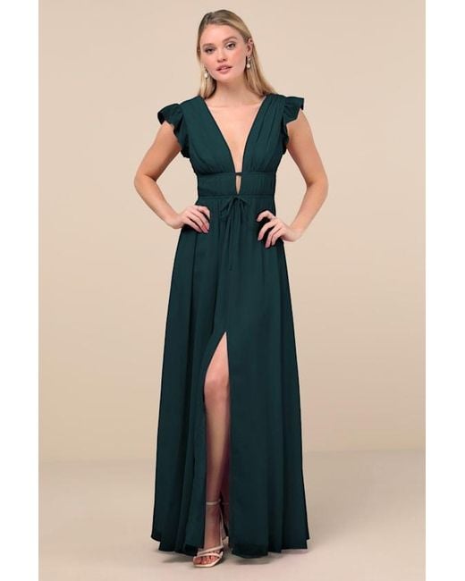 Lulus Green I'M All Yours Ruffled Maxi Dress