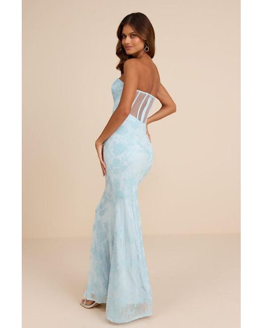Lulus Blue Mayley Sequin Strapless Maxi Dress
