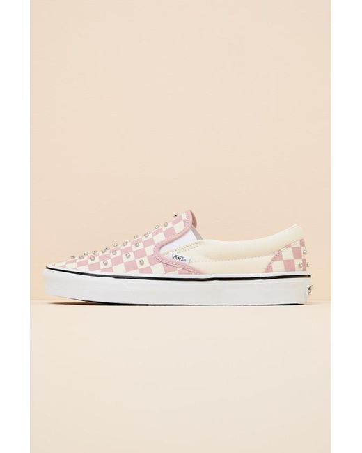 Vans Classic Misty Checkerboard Rhinestone Slip-On Sneakers in Natural ...