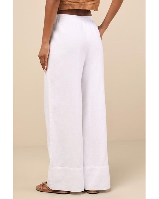 Lulus Natural Brisa Cuffed Wide-Leg Pants