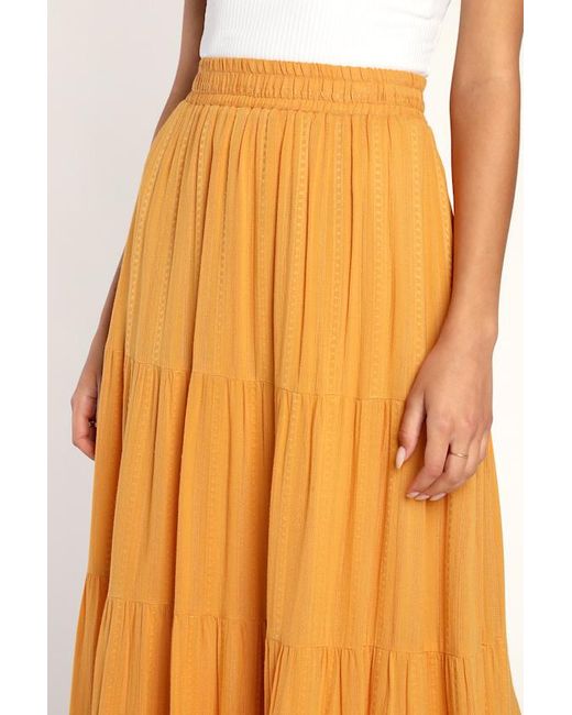 Lulus Yellow Sunset By The Sea Embroidered Tiered Maxi Skirt