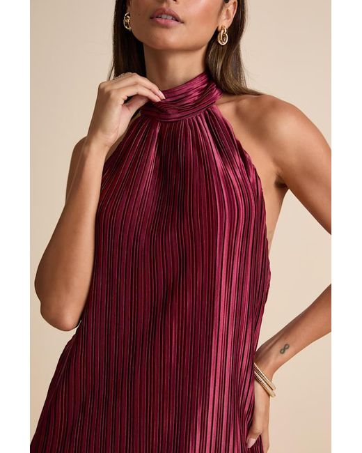 Lulus Red Gwenny Satin Plisse Maxi Dress