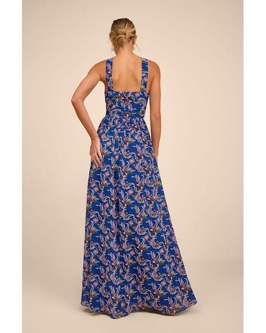 Lulus Blue Lilja Floral Print Maxi Dress