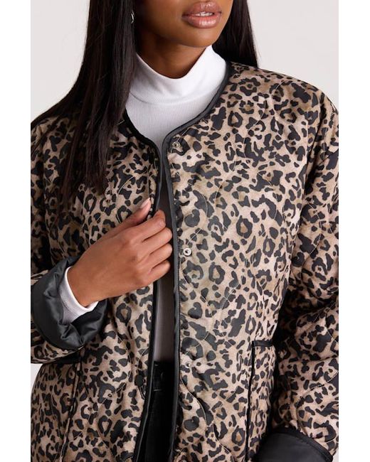Lulus Brown Lisa Leopard Print Collarless Quilted Jacket