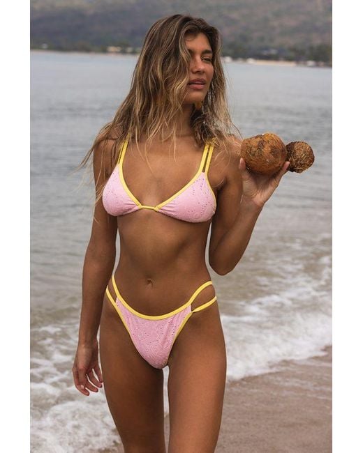 Dippin' Daisy's Brown Billy Jacquard Triangle Bikini Top