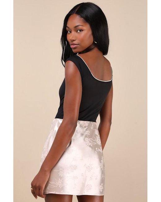 Lulus Multicolor Darling Moves Satin Jacquard Mini Skirt