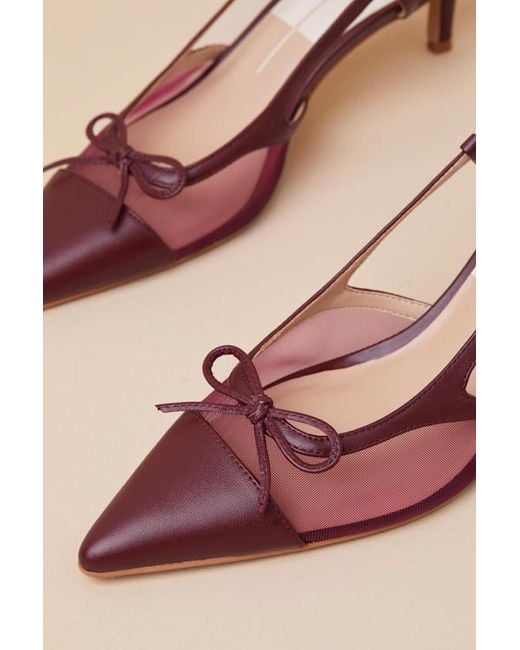 Dolce Vita Black Kandi Mesh Leather Bow Slingback Pumps